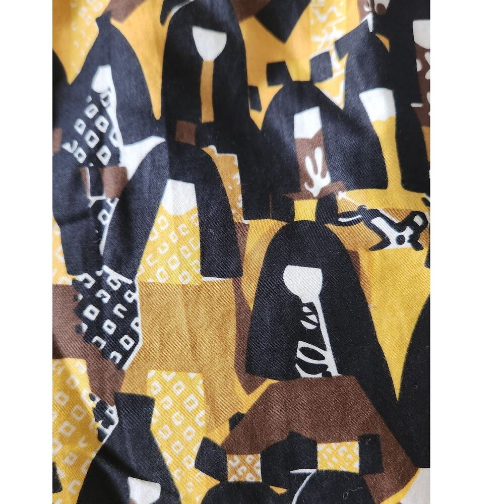 Vintage Anthropologie Edme & Esyllte Pleated Japanese Doll Yellow Black Skirt 8 - Picture 3 of 4